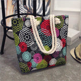 solvbao  Fashion Folding Women Big Size Handbag Tote Ladies Casual Flower Printing Canvas Graffiti Shoulder Bag Beach Bolsa Feminina