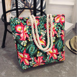 solvbao  Fashion Folding Women Big Size Handbag Tote Ladies Casual Flower Printing Canvas Graffiti Shoulder Bag Beach Bolsa Feminina