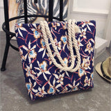 solvbao  Fashion Folding Women Big Size Handbag Tote Ladies Casual Flower Printing Canvas Graffiti Shoulder Bag Beach Bolsa Feminina