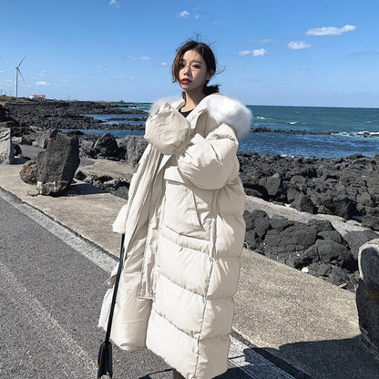 Christmas Gift  Winter New Thick Bread Clothes Cotton-padded Jacket Women's Long Over-the-knee Coat Cotton-padded Jacket Tide