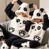 solvbao Couples Pajamas Set Coral Fleece Sleepwear Autumn Winter New Cute Lounge Wear Casual Pyjamas Suit Nightwear Panda Home Clothes