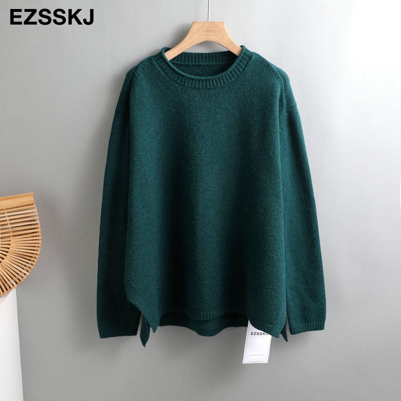 Christmas Gift Autumn Winter O-NECK oversize thick Sweater pullovers Women  loose cashmere  turtleneck Sweater Pullover female Long Sleeve