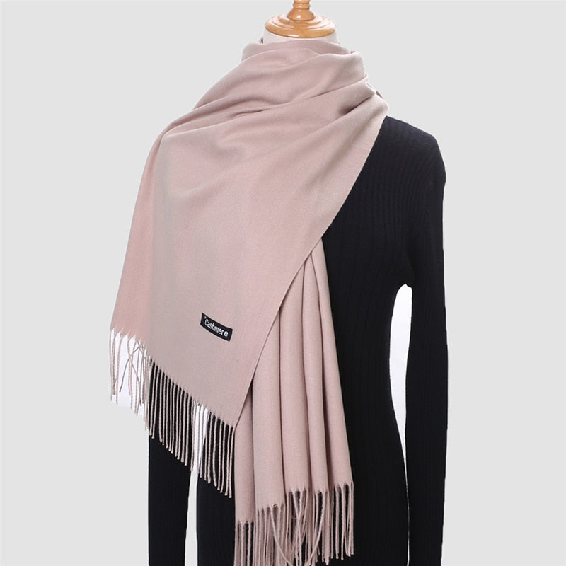 Christmas Gift  Winter Scarf For Women Long Warm Cashmere Scarves Hijab Solid Lady Shawl Wrap Female Pashmina Bandana Head Scarfs Echarpe