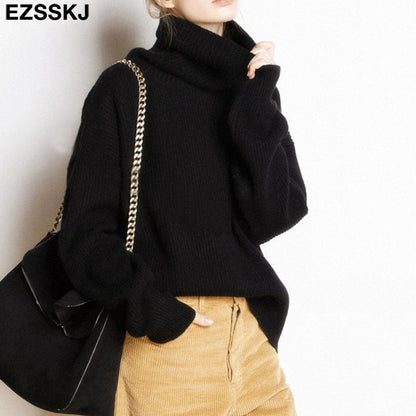 Christmas Gift  Women's Sweater Autumn Winter Warm Turtlenecks Casual Loose Oversized  wool sweaters  Pullover  Femme top