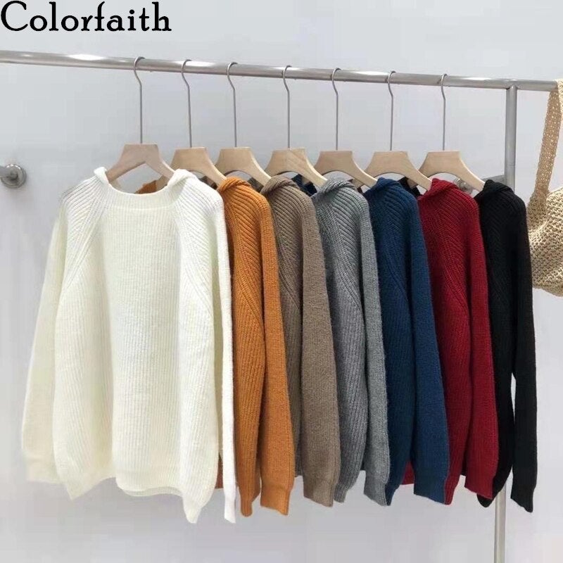 Christmas Gift  New Winter Spring Women Sweaters Pullovers Hooded Minimalist Oversize Korean Style Elegant LadiesTops SW1268JX