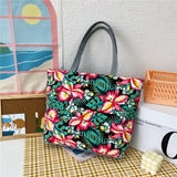 solvbao  Fashion Folding Women Big Size Handbag Tote Ladies Casual Flower Printing Canvas Graffiti Shoulder Bag Beach Bolsa Feminina