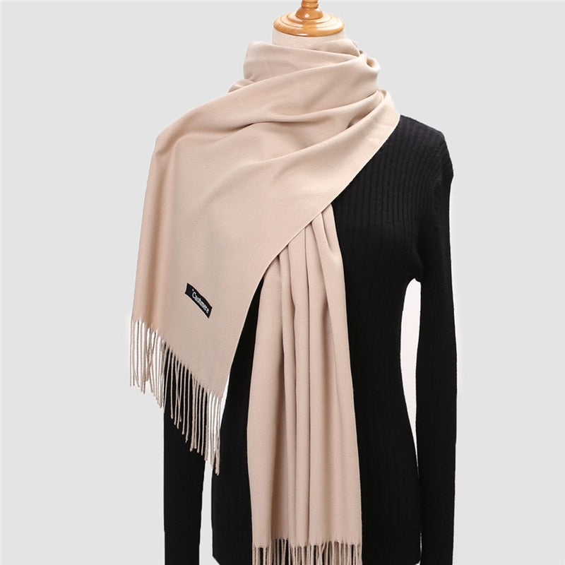 Christmas Gift  Winter Scarf For Women Long Warm Cashmere Scarves Hijab Solid Lady Shawl Wrap Female Pashmina Bandana Head Scarfs Echarpe