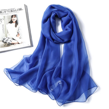 Christmas Gift  spring summer women silk scarf fashion solid long size beach stoles female foulard shawls neck wrap pure hijabs scarves