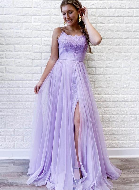 Vestidos De Noite Prom Dresses Long  Side Split Suknie Wieczorowe Tulle Appliques Formal Gowns Robe De Soiree