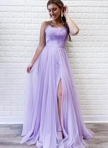 Vestidos De Noite Prom Dresses Long  Side Split Suknie Wieczorowe Tulle Appliques Formal Gowns Robe De Soiree