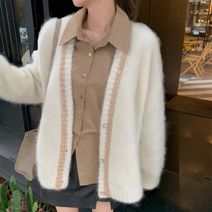 Christmas Gift Autumn Knit Cardigan Coat Female Preppy Style Long Sleeve Vintage Sweater Coat Office Lady Fashion Korean Coats Women