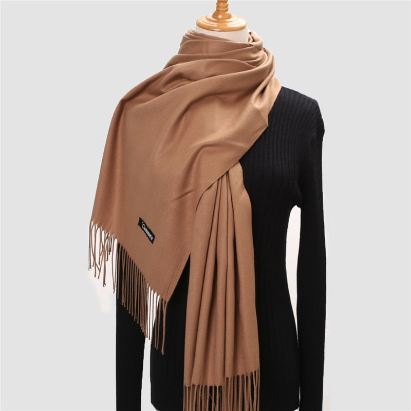 Christmas Gift  Winter Scarf For Women Long Warm Cashmere Scarves Hijab Solid Lady Shawl Wrap Female Pashmina Bandana Head Scarfs Echarpe