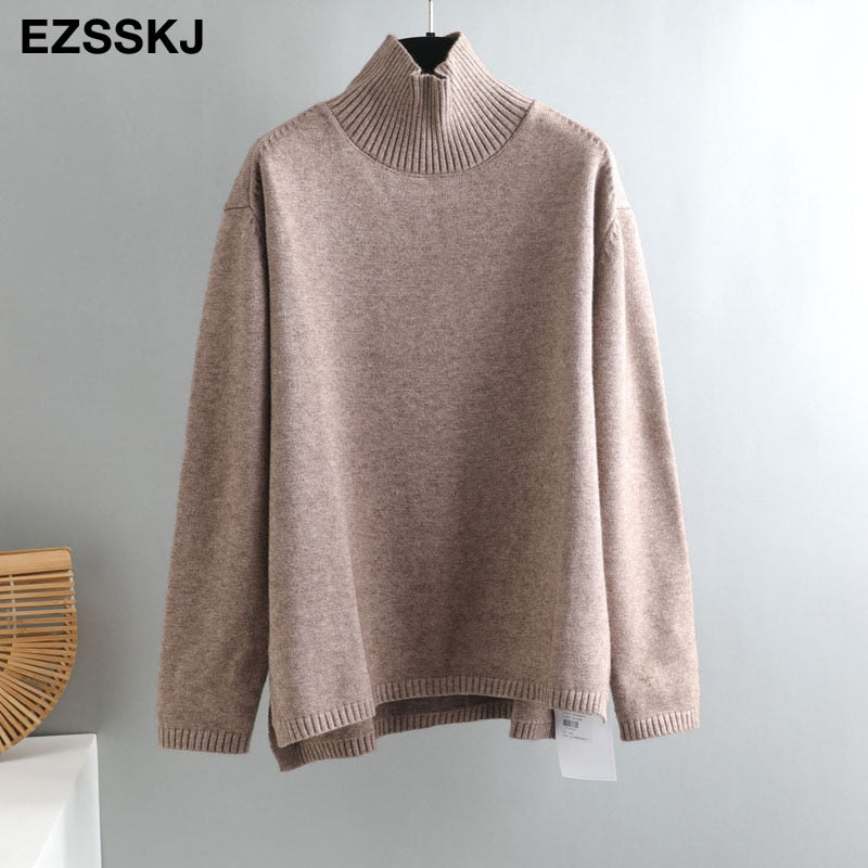 Christmas Gift Autumn Winter O-NECK oversize thick Sweater pullovers Women  loose cashmere  turtleneck Sweater Pullover female Long Sleeve