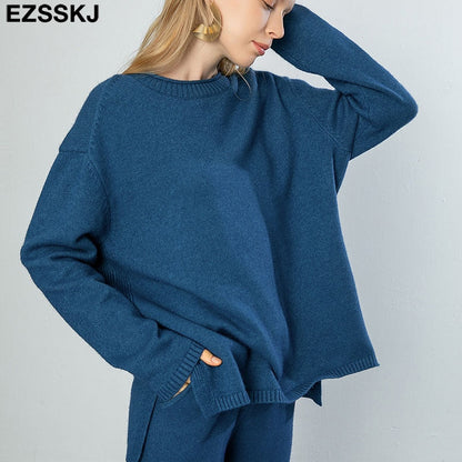 Christmas Gift Autumn Winter O-NECK oversize thick Sweater pullovers Women  loose cashmere  turtleneck Sweater Pullover female Long Sleeve