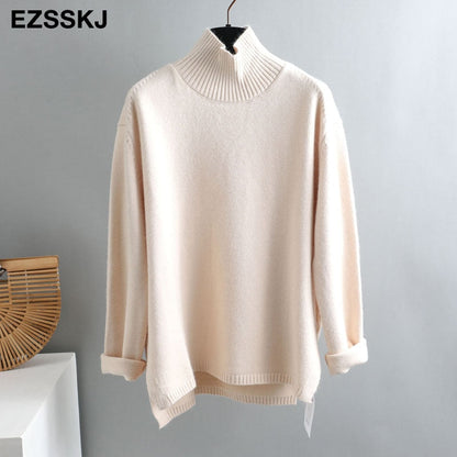 Christmas Gift Autumn Winter O-NECK oversize thick Sweater pullovers Women  loose cashmere  turtleneck Sweater Pullover female Long Sleeve