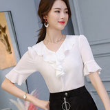 Back to college outfits Clearance In Stock Lowest Price Women Blouses & Shirts Summer Shirt New Fashion Slim Korean Office Long Sleeve Shirts Top fx0615