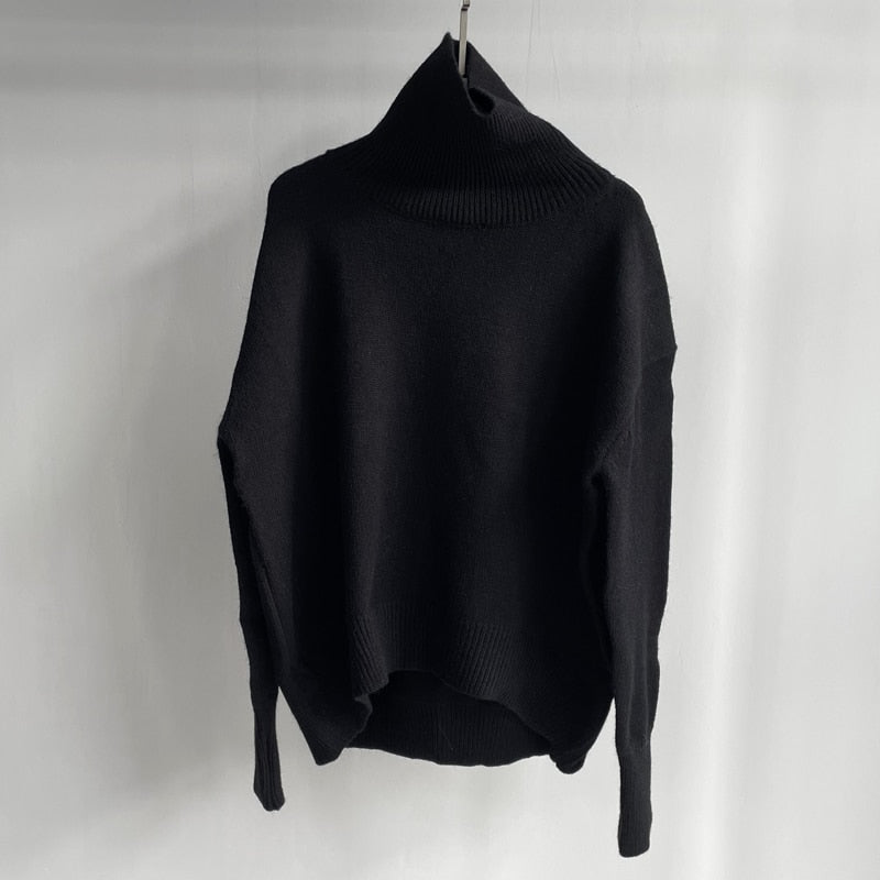 Christmas Gift  Winter Thick Warm Sweater Turtleneck Oversize Pullovers Jumper Female Knitted Tops Irregular Hem Clothing