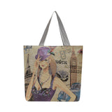 solvbao  Fashion Folding Women Big Size Handbag Tote Ladies Casual Flower Printing Canvas Graffiti Shoulder Bag Beach Bolsa Feminina