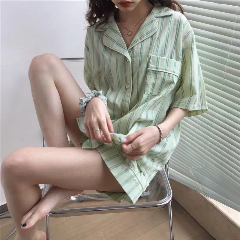 Cotton Home Suits Korean Sleepwear Plaid Print Pajamas for Women Summer  Pyjamas Girls Pijama Short and Long Sleeve Pjs Set