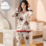 Spring Autumn Women's Sleep Lounge Pajama Long Sleeved Woman Pajama Set Cartoon Pyjamas Cotton Sleepwear M L XL XXL XXXL Fashion