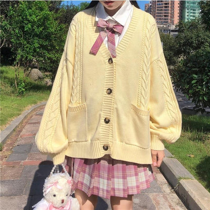 Christmas Gift  new sweet cute girl knitting sweater lazy college style loose sleeve Harajuku girl JK uniform sweater coat s ~ 2XL