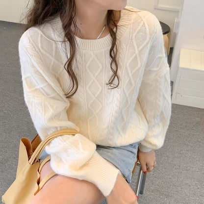 Christmas Gift Autumn Winter basic oversize thick Sweater pullovers Women  croped Coarse Needle Sweater pullovers female Long Sleeve