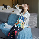 Women's Pajamas Set Luxury Style Cute Animal Print Sleepwear Silk Like Nightie Home Clothes Nightwear Pyjamas Femme