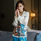 Women's Pajamas Set Luxury Style Cute Animal Print Sleepwear Silk Like Nightie Home Clothes Nightwear Pyjamas Femme