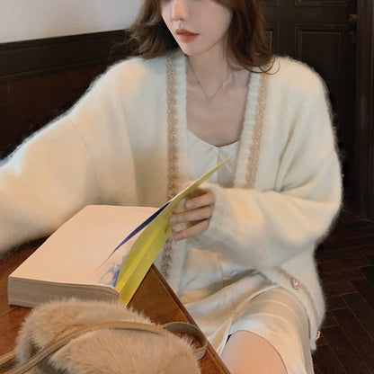 Christmas Gift Autumn Knit Cardigan Coat Female Preppy Style Long Sleeve Vintage Sweater Coat Office Lady Fashion Korean Coats Women