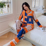 High Quality Women's Pajamas Set Luxury Style Sleepwear Silk Like Casual Homewear V Neck Nightwear Luxury Pyjamas New