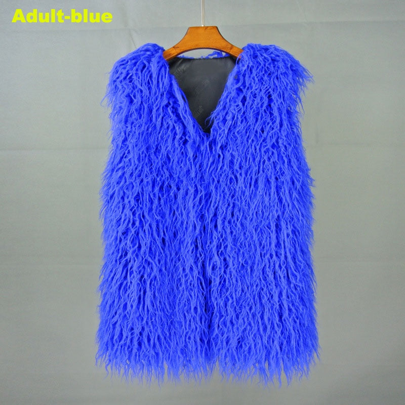 Christmas Gift  Autumn Winter Mother & Daughter Shaggy Faux Fur Vest Fashion Fluffy Sleeveless Waistcoat Outfits Street Fur Jacket Coats