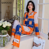 High Quality Women's Pajamas Set Luxury Style Sleepwear Silk Like Casual Homewear V Neck Nightwear Luxury Pyjamas New