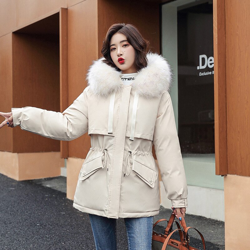 Christmas Gift  New Winter Jacket Artificial Fur Collar Women Jacket Parkas Plus Velvet Thick Overcoat Female Long Coats Outwear Plus Size