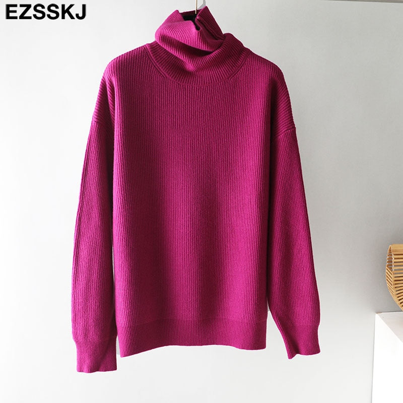 Christmas Gift  Women's Sweater Autumn Winter Warm Turtlenecks Casual Loose Oversized  wool sweaters  Pullover  Femme top