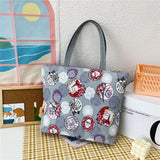 solvbao Fashion Folding Women Big Size Handbag Tote Ladies Casual Flower Printing Canvas Graffiti Shoulder Bag Beach Bolsa Feminina