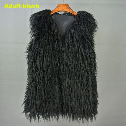 Christmas Gift  Autumn Winter Mother & Daughter Shaggy Faux Fur Vest Fashion Fluffy Sleeveless Waistcoat Outfits Street Fur Jacket Coats