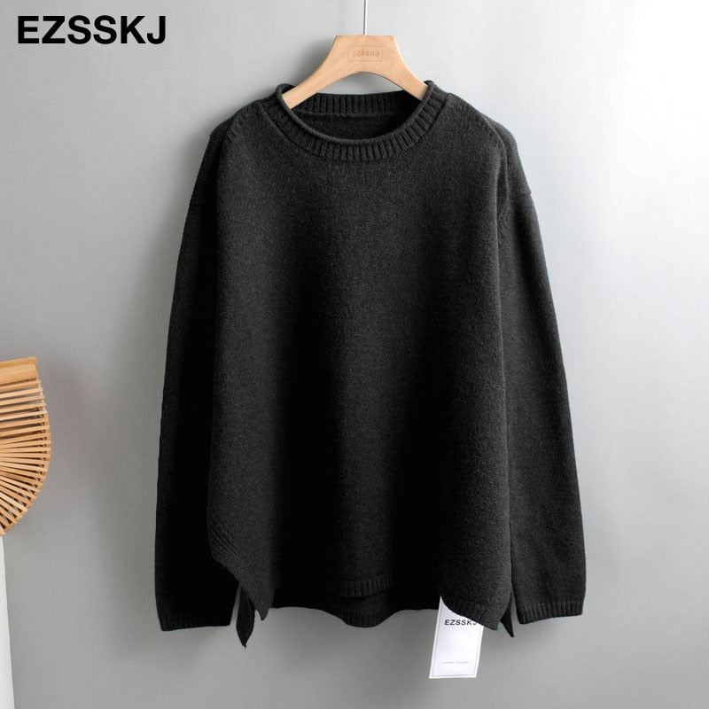 Christmas Gift Autumn Winter O-NECK oversize thick Sweater pullovers Women  loose cashmere  turtleneck Sweater Pullover female Long Sleeve