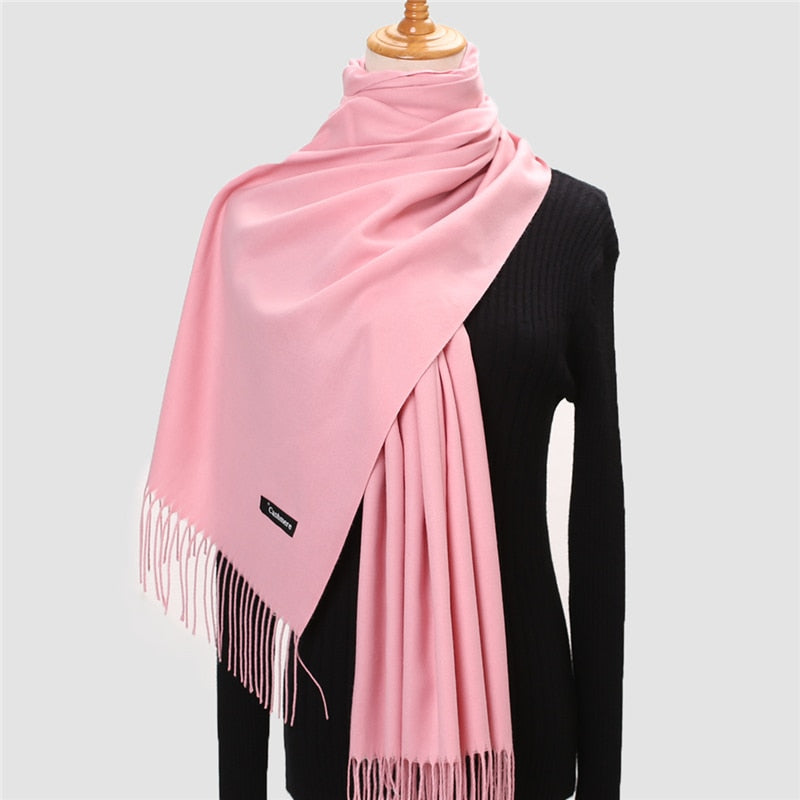 Christmas Gift  Winter Scarf For Women Long Warm Cashmere Scarves Hijab Solid Lady Shawl Wrap Female Pashmina Bandana Head Scarfs Echarpe