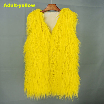 Christmas Gift  Autumn Winter Mother & Daughter Shaggy Faux Fur Vest Fashion Fluffy Sleeveless Waistcoat Outfits Street Fur Jacket Coats