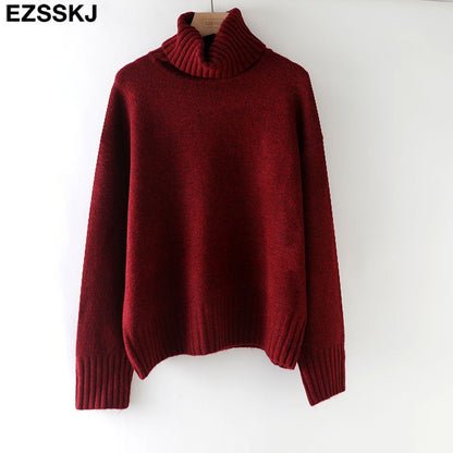 Christmas Gift autumn Winter casual cashmere oversize thick Sweater pullovers Women  loose Turtleneck women's sweaters jumper