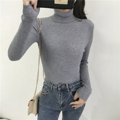 Christmas Gift  Autumn New Slim Long Sleeve Jumper Women Turtleneck Knitted Pullover Winter Sweater Women Soft Warm Sweater Pull Femme 6897