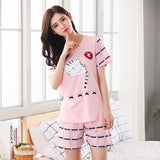 Girl Sleepwear Cartoon Summer Women Pajamas Set Pijama Short Women Pyjamas Suit Female Clothing  Nightwear