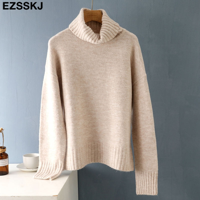 Christmas Gift autumn Winter casual cashmere oversize thick Sweater pullovers Women  loose Turtleneck women's sweaters jumper