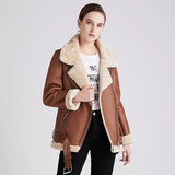 Black Friday Sales New Women Winter Lambs Wool Parkas Fur Collar Zipper Jacket Warm Thick Outerwear Faux Lamb Leather Coat Moto Outwear