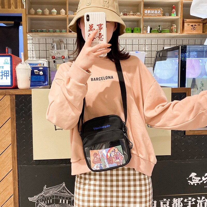 solvbao  Japanese Harajuku Itabag For Teenage Girls Transparent Bag Crossbody Bags For Women Purses and Handbags Small Ita Bag Canvas Bag