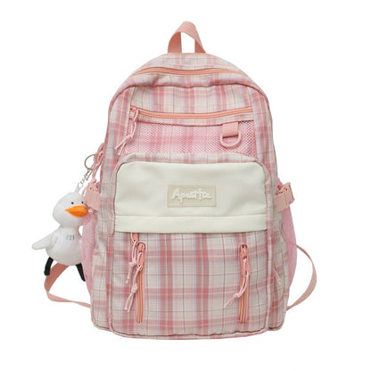 Back to school backpack Cute Girl Lattice Travel Bag Fashion Lady Kawaii Book Trendy College Cool Female Plaid Laptop Bag