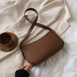 Back To College  Cute Solid Color Small PU Leather Shoulder Bags For Women Hit Simple Handbags And Purses Female Travel Totes