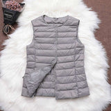 Black Friday Sales New Causal Women White Duck Down Vest Ultra Light Vest Jacket Winter Weightless Round Collar Sleeveless Coat Outwear