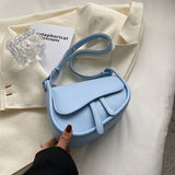 solvbao Fashion Leather Saddle Bag Woman Flap Handbag New Shoulder Bags Solid Color  High Quality Luxury Small Purses All-Match