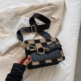 Back To College  Checkerboard Mini Fabric Flap Crossbody Sling Bags For Women Luxury Brand Design Handbag Simple Shoulder Bag Handbags Tiny